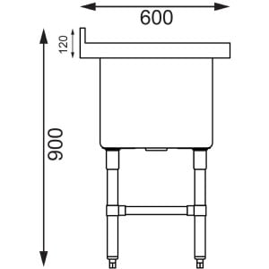 Evier Profond Avec Dosseret 100 L 770 X 600 Mm  - Vogue - Fourniresto