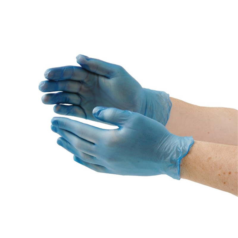 Guantes Alimentarios de Vinilo sin Polvo Azules Talla S - Lote de 100 - Vogue - Fourniresto