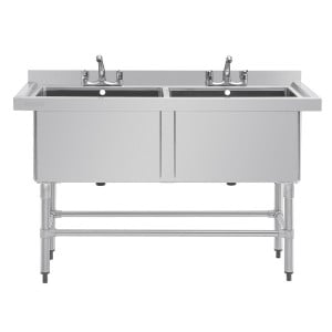 Double Evier Profond Avec Dosseret 2 X 100 L 1410 X 600 Mm - Vogue - Fourniresto