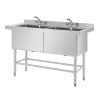 Fregadero Doble Profundo Con Salpicadero 2 X 100 L 1410 X 600 Mm - Vogue - Fourniresto