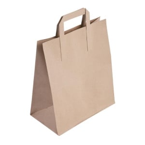 Gran bolsa de papel reciclable marrón 305 x 254 mm - Lote de 250 - Fiesta Green - Fourniresto