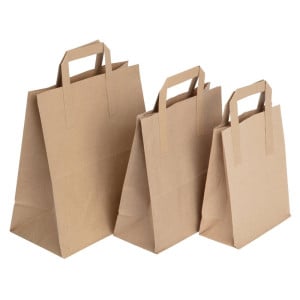 Gran bolsa de papel reciclable marrón 305 x 254 mm - Lote de 250 - Fiesta Green - Fourniresto