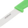 Cuchillo para tomates de hoja dentada verde de 10 cm - Hygiplas - Fourniresto