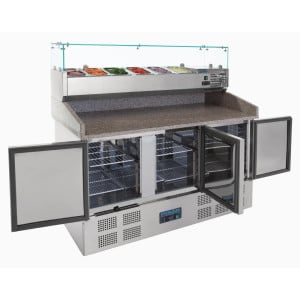 Mostrador de preparación de pizza refrigerado de 3 puertas 368 L - Polar - Fourniresto