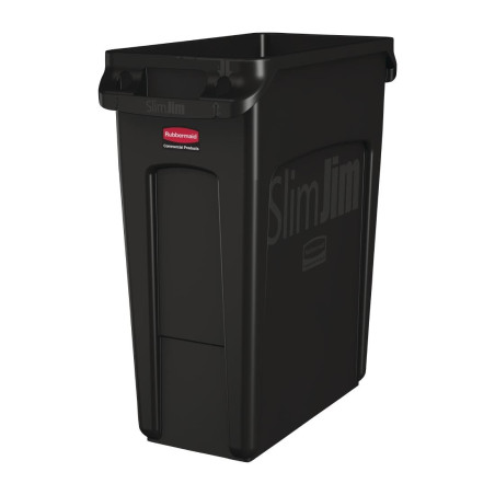 Contenedor de reciclaje con conductos de ventilación negro de 60 L - Rubbermaid - Fourniresto