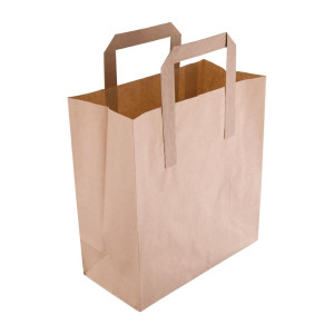 Small Brown Recycled Paper Bag 215 x 180 mm - Pack of 250 - Fiesta Green - Fourniresto