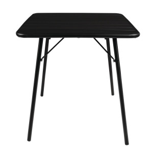 Mesa de listones negra cuadrada de acero 700 x 700 mm - Bolero - Fourniresto