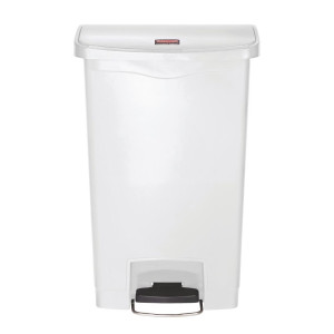 Cubo de basura con pedal frontal Slim Jim StepOn blanco de 50L - Rubbermaid - Fourniresto