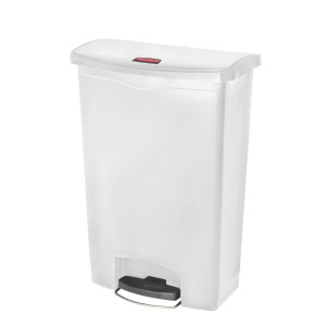 Cubo de basura con pedal frontal Slim Jim StepOn blanco de 90L - Rubbermaid - Fourniresto