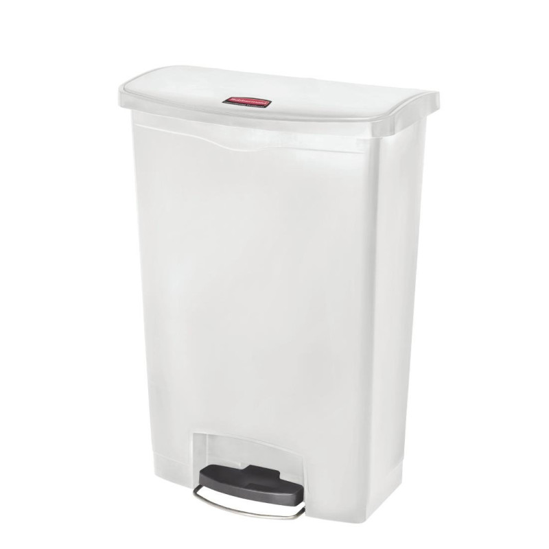 Cubo de basura con pedal frontal Slim Jim StepOn blanco de 90L - Rubbermaid - Fourniresto