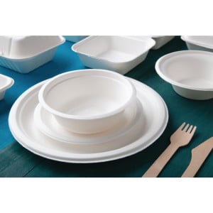 Platos de Bagazo Compostables 26 cm - Lote de 50 - Fiesta Green - Fourniresto