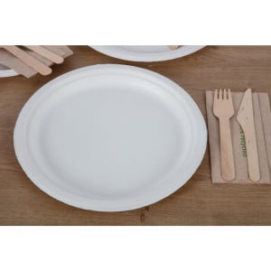 Compostable Bagasse Plates 26 cm - Pack of 50 - Fiesta Green - Fourniresto