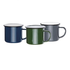 Tazas de acero esmaltado gris y negro de 350 ml - Juego de 6 - Olympia - Fourniresto