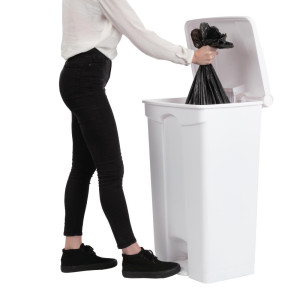 White 87L Pedal Kitchen Bin - Jantex - Fourniresto