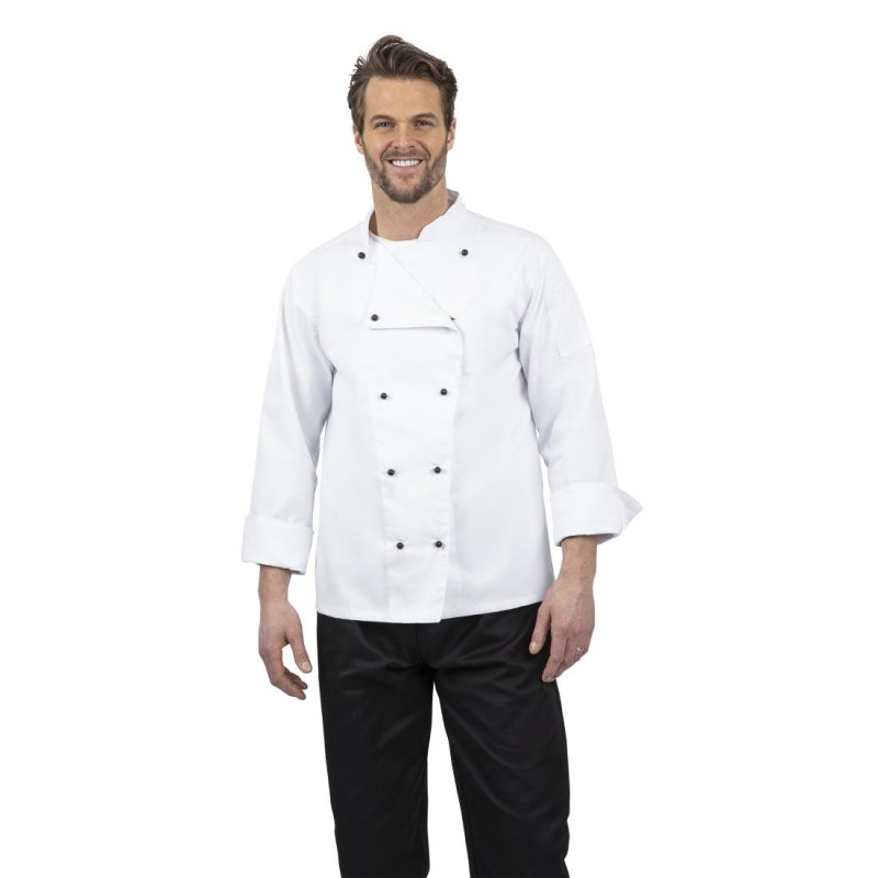 Chaqueta de cocina unisex Chicago de manga larga blanca talla L - Whites Chefs Clothing - Fourniresto