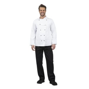 Chaqueta de cocina unisex Chicago de manga larga blanca talla M - Whites Chefs Clothing - Fourniresto