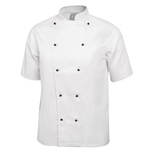 Chaqueta de cocina unisex Chicago de manga corta en blanco talla M - Whites Chefs Clothing - Fourniresto