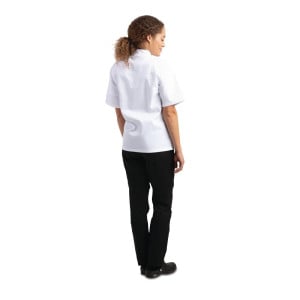 Chaqueta de cocina unisex Chicago de manga corta blanca talla XS - Ropa de chef Whites - Fourniresto