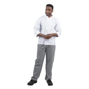 Pantalón de cocina unisex Vegas cuadros pequeños blancos y negros talla L - Whites Chefs Clothing - Fourniresto