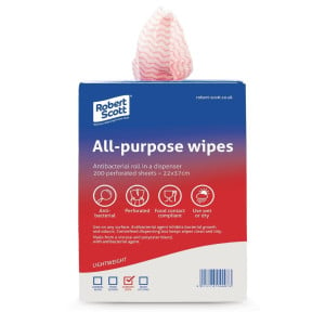 Red Antibacterial All Purpose Cloths - 200 Cloths - Jantex