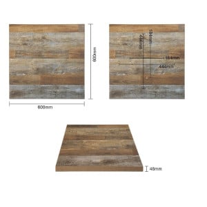 Mesa cuadrada de efecto madera envejecida - 600 x 600 mm - Bolero