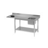 Stainless Steel Dishwasher Inlet Table with Right Sink, Backsplash, and Lower Shelf - W 1000 x D 700mm - Gastro M