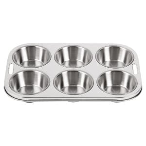 Placa de 6 moldes para muffins profundos de acero inoxidable - Vogue