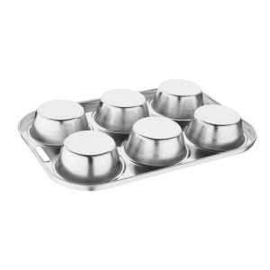 Placa de 6 moldes para muffins profundos de acero inoxidable - Vogue