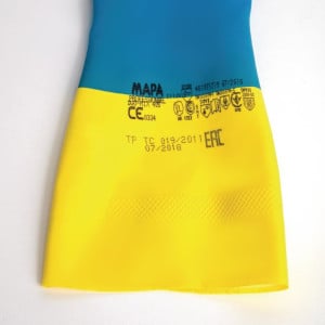 Guantes Impermeables de Protección Química Ligera Azules y Amarillos Mapa 405 - Talla M - Mapa