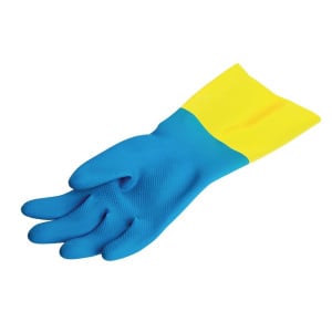 Guantes Impermeables de Protección Química Ligera Azules y Amarillos Mapa 405 - Talla M - Mapa