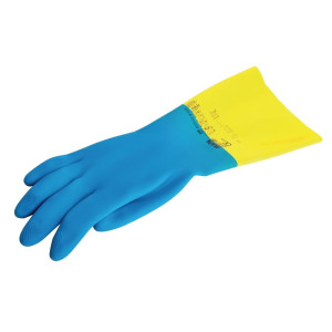 Guantes Impermeables de Protección Química Ligera Azules y Amarillos Mapa 405 - Talla XL - Mapa