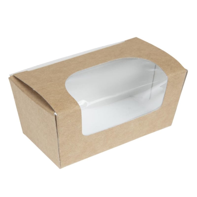 Cajas de pastel rectangulares compostables de papel kraft con ventana - Lote de 500 - Colpac