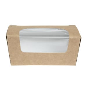 Cajas de pastel rectangulares compostables de papel kraft con ventana - Lote de 500 - Colpac