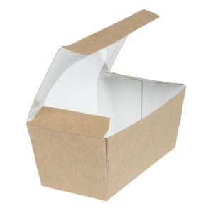 Cajas de pastel rectangulares compostables de papel kraft con ventana - Lote de 500 - Colpac