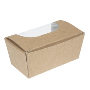 Cajas de pastel rectangulares compostables de papel kraft con ventana - Lote de 500 - Colpac