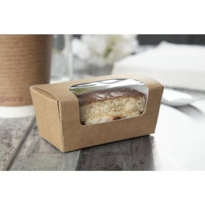 Cajas de pastel rectangulares compostables de papel kraft con ventana - Lote de 500 - Colpac