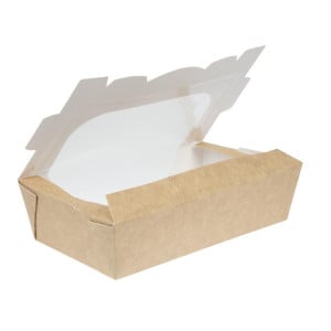 Recyclable Kraft Salad Bowls with Window - 1000 ml - Pack of 200 - Colpac