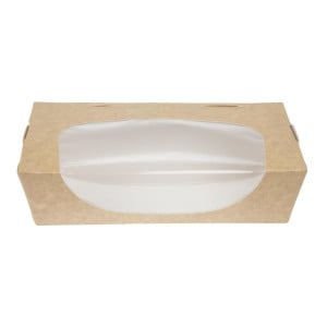 Barquetas de ensalada Kraft reciclables con ventana - 1000 ml - Lote de 200 - Colpac