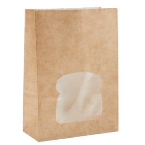 Black recyclable kraft sandwich bags with window - Pack of 250 - Colpac - Fourniresto