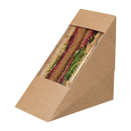 Cajas de sándwich Kraft compostables con ventana de acetato Zest - Lote de 500 - Colpac