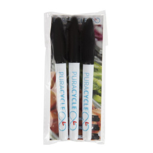 Permanent Black Food Markers - Set of 3 - FourniResto