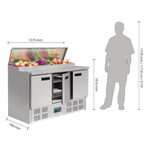 Mostrador de preparación refrigerado para pizzas y ensaladas Serie G - 390L Polar - Fourniresto