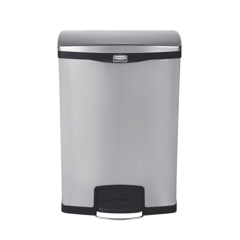 Front pedal stainless steel Slim Jim trash can - 90L - Rubbermaid