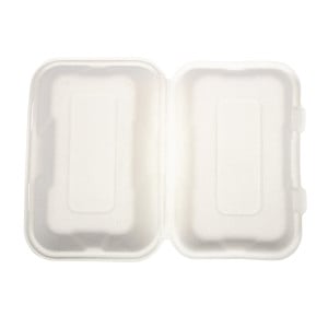 Cajas de comida de bagazo con tapa abatible - L 228mm - Paquete de 200 - Vegware