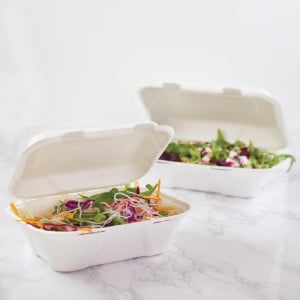 Cajas de comida de bagazo con tapa abatible - L 228mm - Paquete de 200 - Vegware