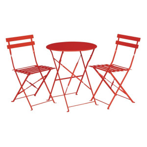 Chaises De Terrasse En Acier - Rouges - Lot De 2 - Bolero - Fourniresto