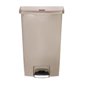 Cubo de basura con pedal frontal Slim Jim beige - 68L - Rubbermaid