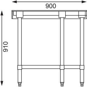 Mesa de esquina de acero inoxidable-L 900 x 700mm - Vogue