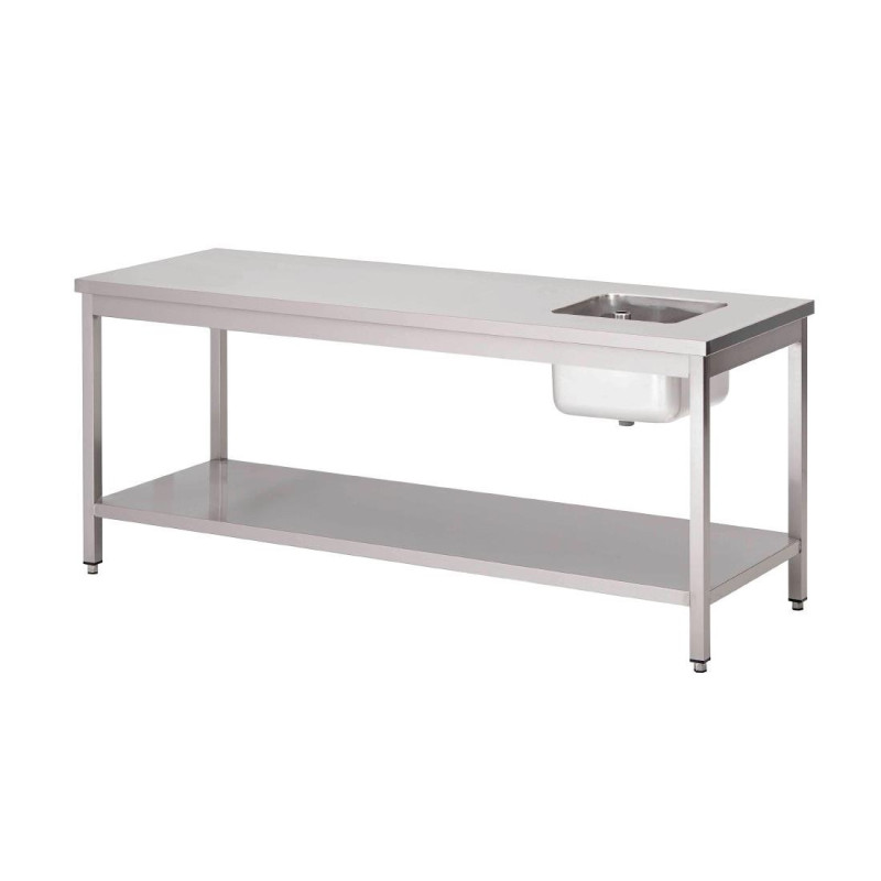 Mesa del Chef de Acero Inoxidable con Estante Bajo-L 1400 x P 700mm - Gastro M