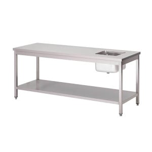 Table Du Chef en Inox avec Étagère Basse-L 1600 x P 700mm - Gastro M - Fourniresto